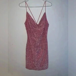 Pink Sequin Mini Dress